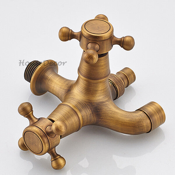 Antique Brass utility faucet wall mounted design detail view