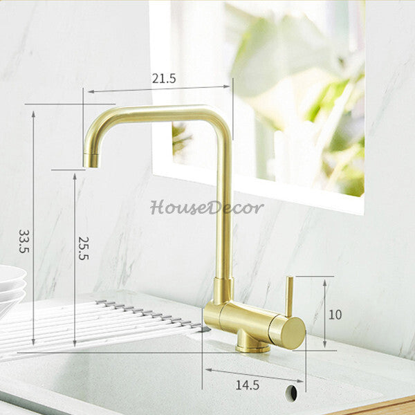 Brushed Gold kitchen sink mixer tap detailed product view additional view