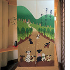 Green Fabric doorway curtain room divider design main view