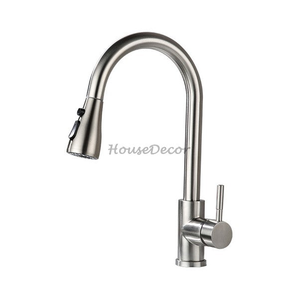Modern Stainless Steel kitchen sink mixer tap pull out spray main view