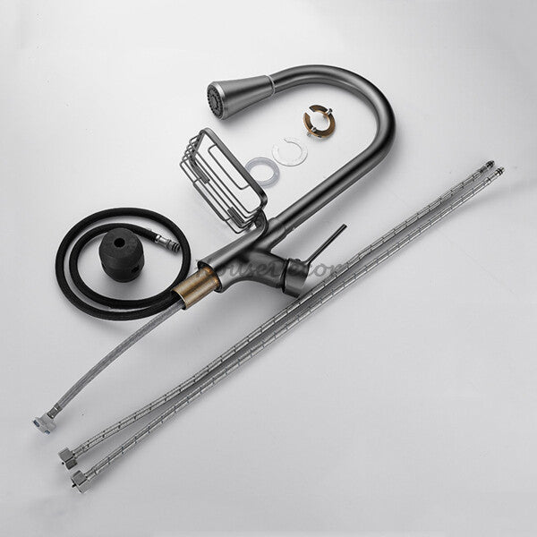 Modern kitchen sink mixer tap pull out spray additional view