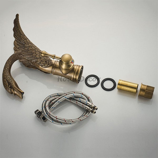 Antique Brass bathroom basin mixer tap detailed product view additional view