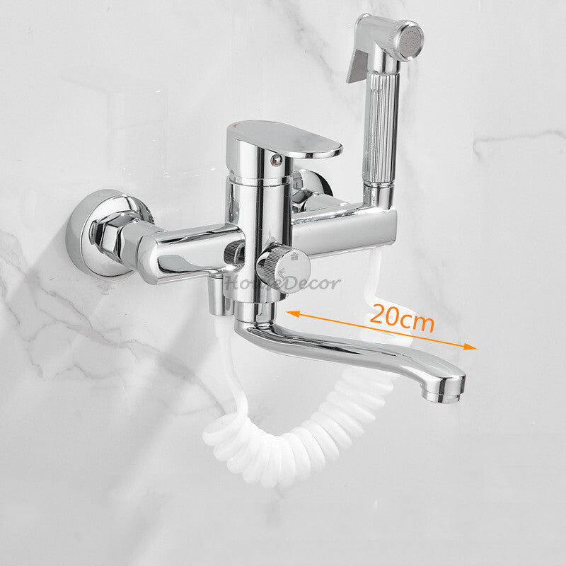 Modern bath shower mixer tap swivel spout detail view