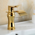 Gold bath shower mixer tap waterfall spout main view
