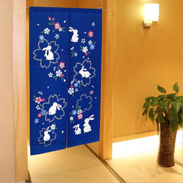 Blue Fabric doorway curtain detailed product view main view