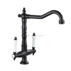 Black kitchen sink mixer tap swivel spout main view