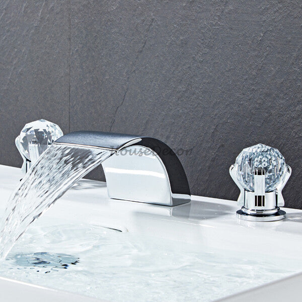 Modern bath shower mixer tap waterfall spout detail view