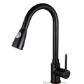 Black kitchen sink mixer tap pull out spray main view