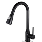 Black kitchen sink mixer tap pull out spray main view