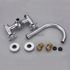 Chrome kitchen sink mixer tap swivel spout detail view