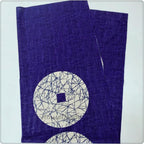 Blue Fabric doorway curtain room divider design detail view