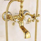 Gold bath shower mixer tap wall mounted design detail view