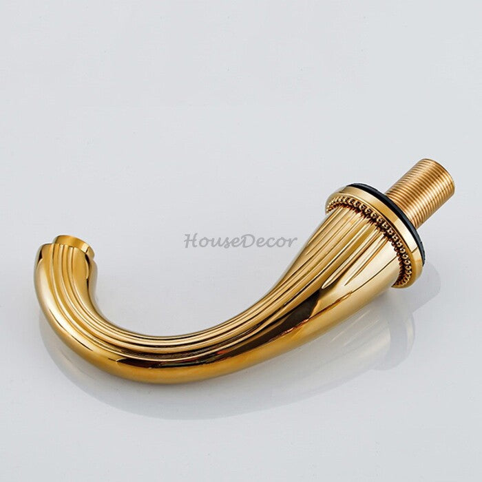 Gold bathroom basin mixer tap deck mounted design additional view