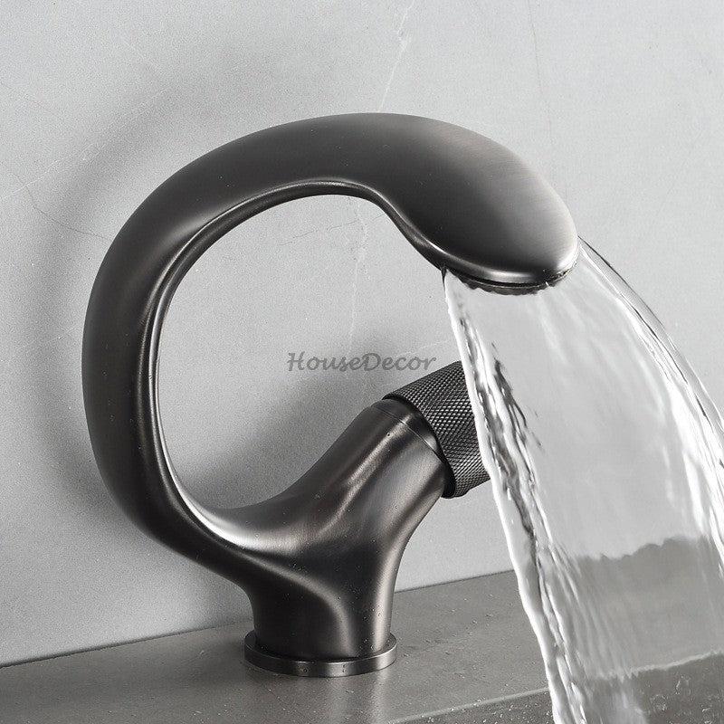 Modern bathroom basin mixer tap waterfall spout additional view
