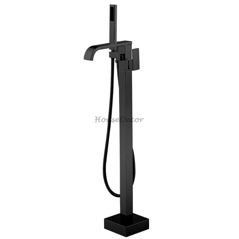 Modern bath shower mixer tap waterfall spout detail view