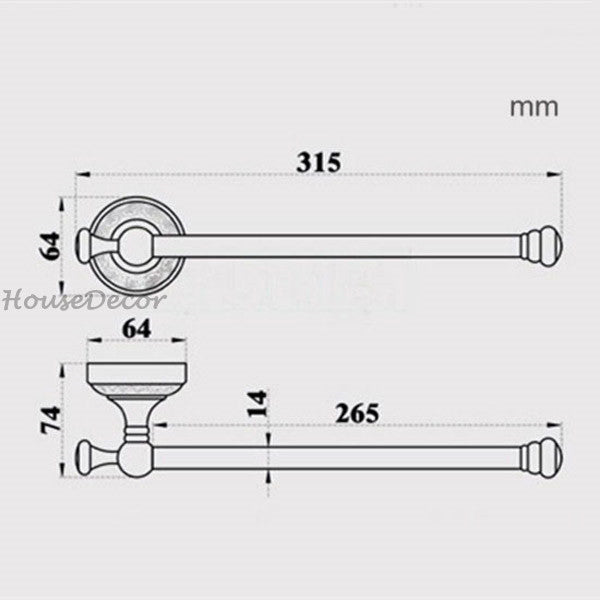 Antique Brass towel rack wall mounted design detail view