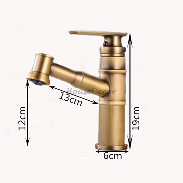 Antique Brass bathroom basin mixer tap pull out spray additional view