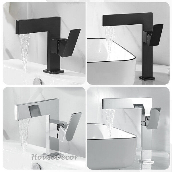 Brass bath shower mixer tap waterfall spout main view