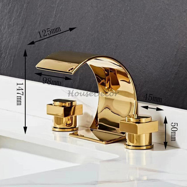 Gold bath shower mixer tap waterfall spout additional view