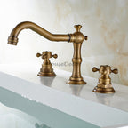 Antique Brass bath shower mixer tap dual handle control detail view