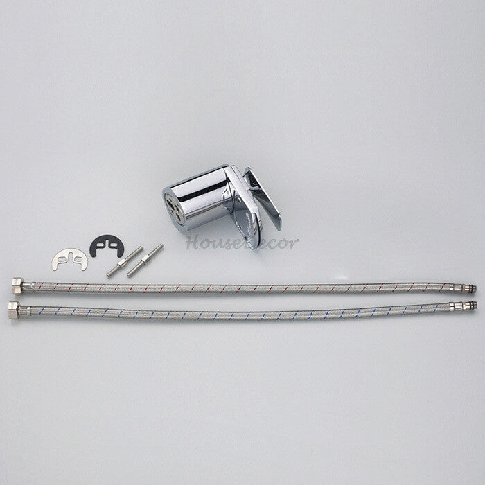 Chrome bath shower mixer tap waterfall spout detail view