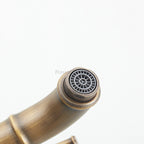 Antique Brass bath shower mixer tap single lever control detail view