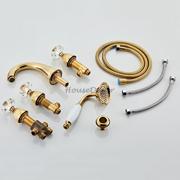 Gold bath shower mixer tap detailed product view additional view