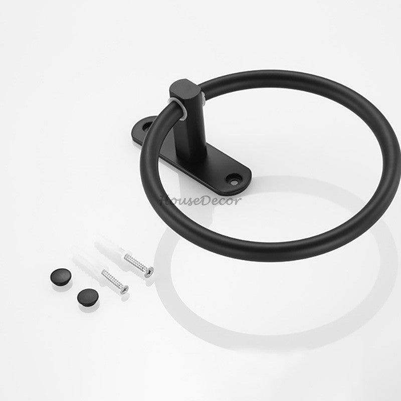 Matte Black towel ring wall mounted design additional view
