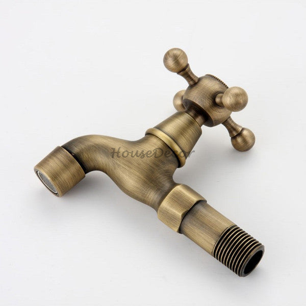 Antique Brass bath shower mixer tap wall mounted design detail view