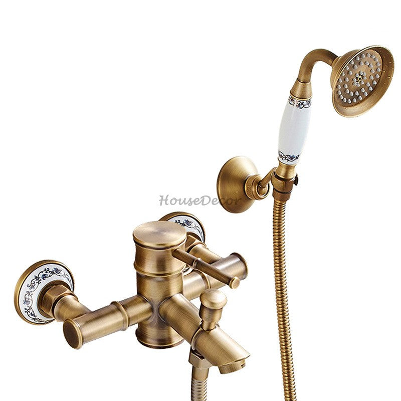 Antique Brass shower head wall mounted design detail view