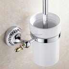 Chrome Ceramic toilet brush holder detailed product view detail view