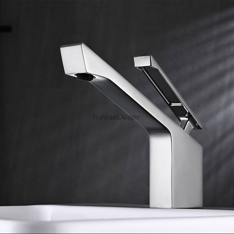 Modern bath shower mixer tap single lever control detail view