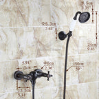 Black bath shower mixer tap dual handle control detail view