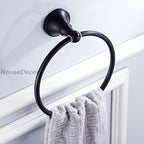Black towel ring wall mounted design detail view
