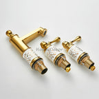 Gold Ceramic bathroom basin mixer tap 3 hole installation additional view