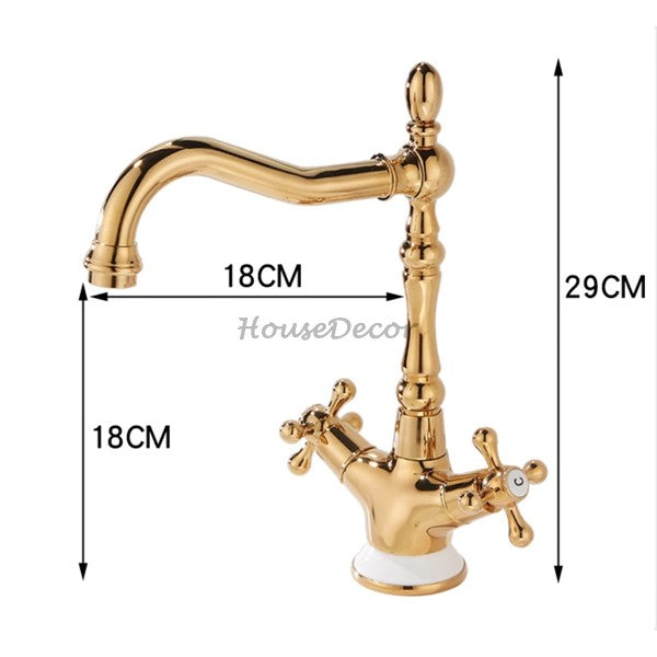 Gold bathroom basin mixer tap swivel spout additional view