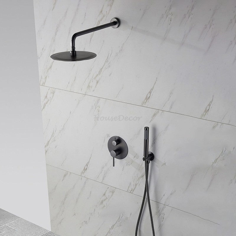 Concealed Rainfall Shower Mixer Tap Set Wall Dual Head Modern Bathroom Bath Unit