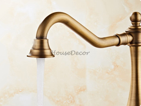 Antique Brass kitchen sink mixer tap swivel spout additional view
