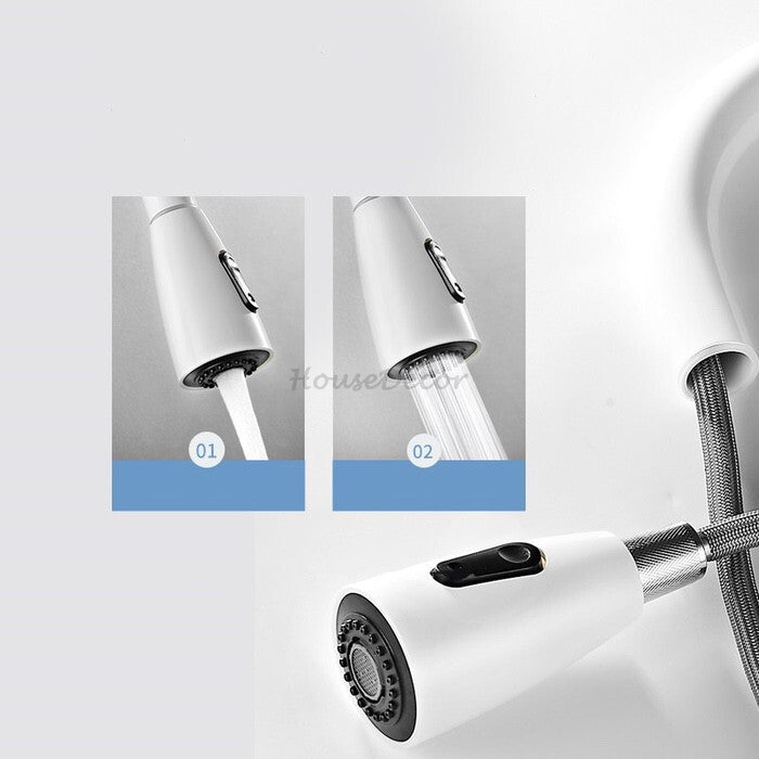 White bath shower mixer tap pull out spray additional view