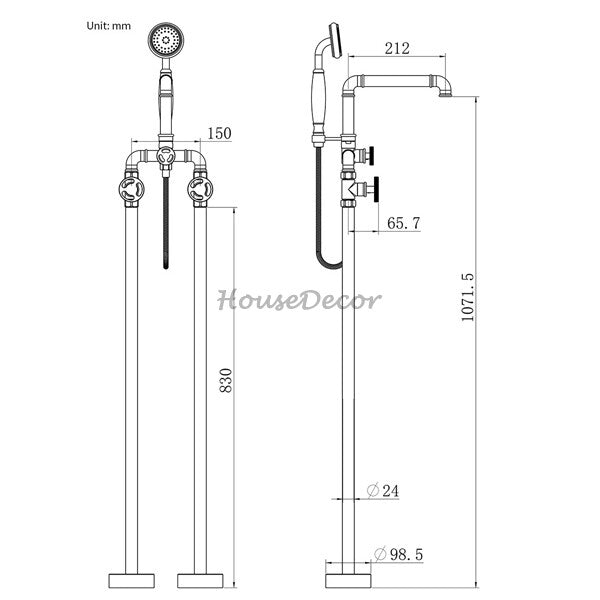 Modern bath shower mixer tap floor mounted design additional view