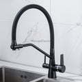 Modern kitchen sink mixer tap swivel spout detail view