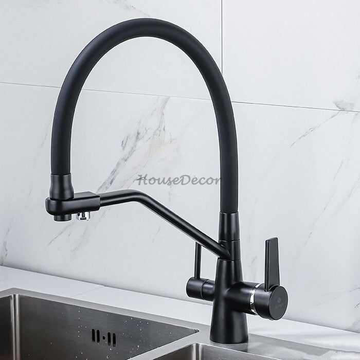 Modern kitchen sink mixer tap swivel spout detail view