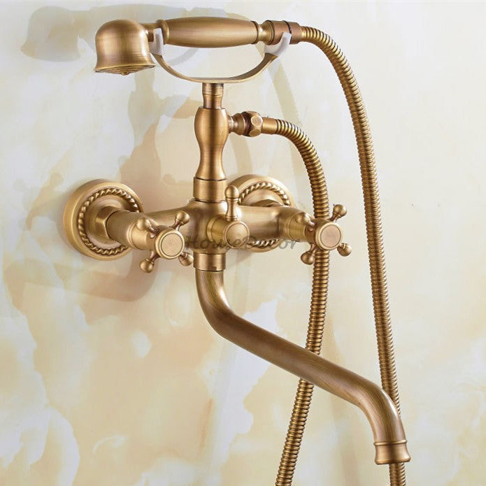 Antique Brass bath shower mixer tap swivel spout additional view