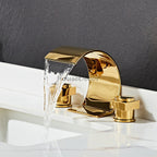 Gold bath shower mixer tap waterfall spout main view