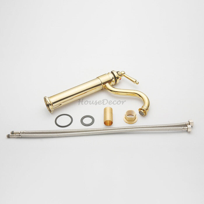Gold bath shower mixer tap swivel spout detail view