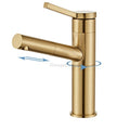 Brushed Gold Brass bath shower mixer tap pull out spray detail view