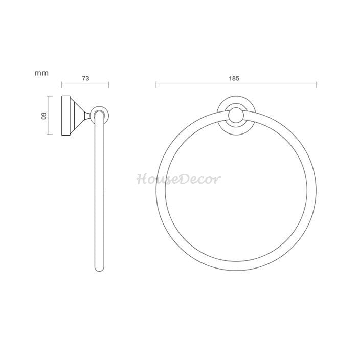 Modern towel ring wall mounted design detail view