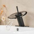 Black Brass bath shower mixer tap waterfall spout main view