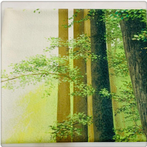 Green Fabric doorway curtain room divider design detail view