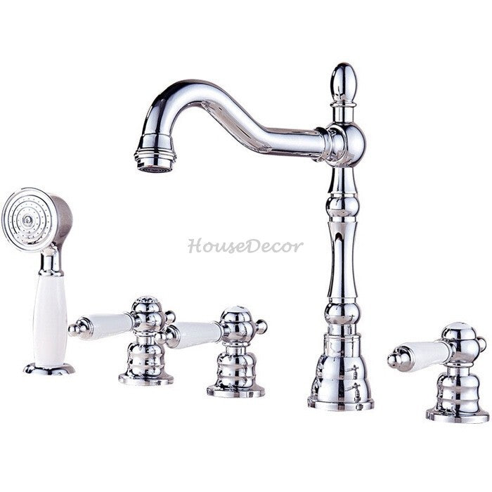 Chrome bath shower mixer tap deck mounted design main view